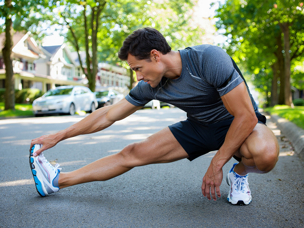 Person som stretchar innan jogging