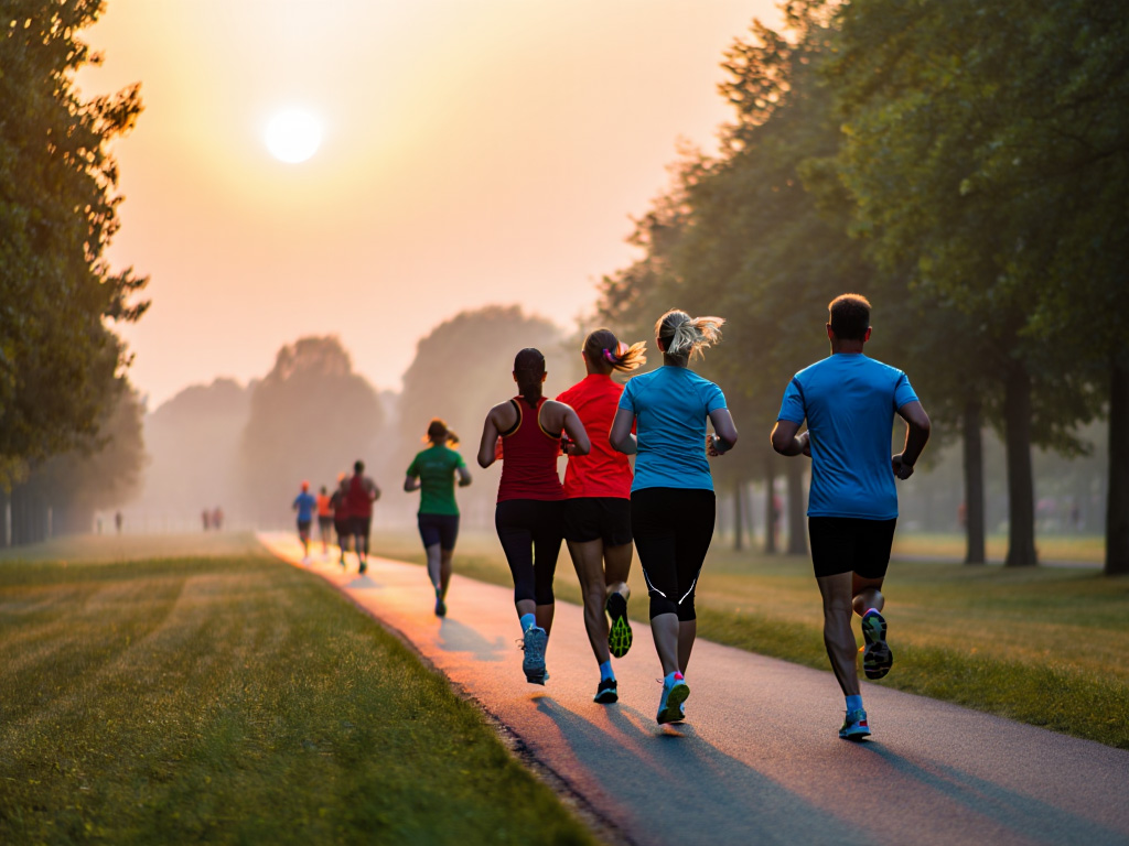 Morgonjoggare i gryningen